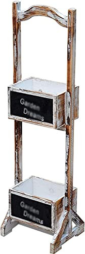 FLBT Pflanzen Blumenständer Zweiter Stock Indoor Outdoor Holzaufbewahrung Dekorationsregal Pflanzgefäßhalter Blumenleiter Treppenregal Garten Balkon Terrasse Ecktopf Display Lagerregal