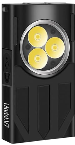 Vortex V7-Schwarz 1100 Lumen rechtwinkliger magnetischer Schlüsselanhänger EDC (Everyday Carry) Taschenlampe 3 LEDs Typ C RGB Signalseitenlicht