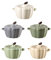Confezione da 5 pirottini in ceramica con coperchio e manico, 255 g, piatti da soufflé in porcellana a forma di zucca, per forno, microonde, lavastoviglie