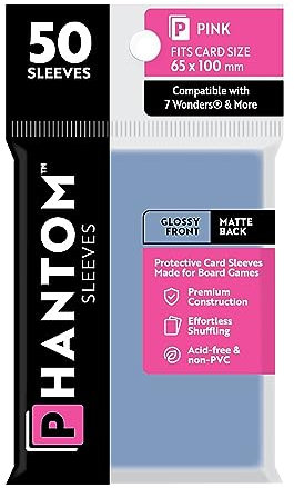 Phantom Sleeves: Pink Size (65mm x 100mm) - Gloss/Matte (50) (Compatible with: 7 Wonders® and More)