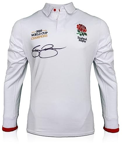 Jason Robinson Signed England Rugby Shirt. World Cup Champions Embroidery White
