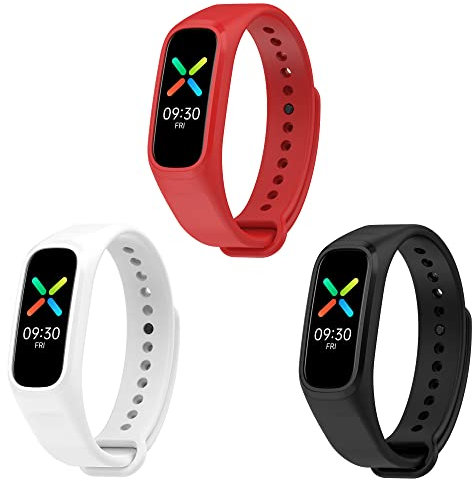 SMYAOSI 3 Piezas Correa Compatible con Oppo Band/Oneplus Band, Suave Transpirable de TPU Pulsera reemplazo Colorido Correa para Oppo Band/Oneplus Band Smartwatch (Negro+Blanco+Rojo)
