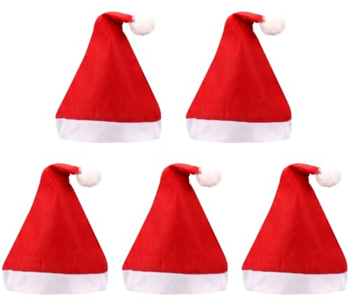 ZCSOWE 5 Weihnachtsmützen - Weihnachtsmannmützen - Rote Weihnachtsparty für Erwachsene und Kinder