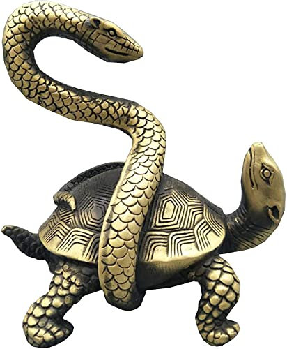 MBELLO Wohndeko-Statue, Büro-Kupfer-Ornament, Feng Shui-Dekor for Wohnzimmer, Statue, Schlangen- und Schildkröten-Skulptur, Figur, Büro-Wohnzimmer-Dekoration, Messing
