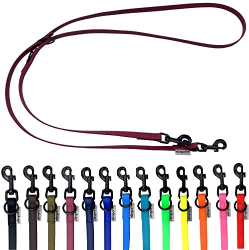 Biothane Hundeleine schwarzer Haken verstellbar für kleine Hunde/große Hunde 2m / 2,40m / 2,80m / 3,50m / 5m (Bordeaux, 3,50m X 13mm)