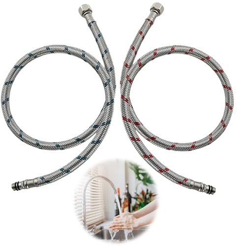 2 Stück Anschlussschlauch Armatur G3/8 x M10, Wasserhahn Schlauch Verlängerung Edelstahl Verbindungsschlauch Flexschlauch Verlängerung 60cm Wasserhahn Anschlussschlauch 3/8 Zoll für Mischbatterie