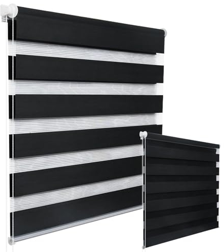 WOLTU 2 Stück Doppelrollo Klemmfix ohne Bohren Duo Rollo Klemmrollo für Fenster mit Klemmträger, Fensterrollo Lichtdurchlässig & Verdunkelnd Wandmontage, Anthrazit 70x150 cm (Stoffbreite 66 cm)