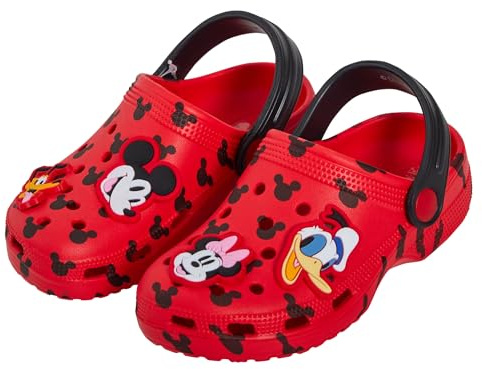 Disney Sabots Mickey Mouse Minnie Mouse avec Charms, Sandales pour Enfants, Sliders d'été avec Sangle de Cheville, Chaussures de Plage