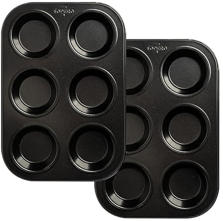 Topero Kitchenware Non Stick Baking Trays- 6 Cup Yorkshire Pudding Tray Set- Durable Carbon Steel Muffin Trays, Cupcake Tray, Buns Tray or Deep Mince Pie Baking Tray- Non Stick Oven Tray 1 Pack
