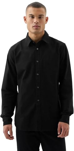 GAP Herren-Hemd mit Langen Ärmeln, Oxford-Stoff, Knopfleiste, Schwarz - Soft Black
