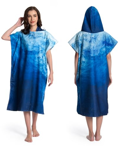MOKANI Badeponcho Damen & Herren, Ultraleicht Und Schnelltrocknend, Kapuze Surf Poncho Handtuch auf Surfen Schnorcheln Wassersport, Zugleich Umkleidehilfe Strand Erwachsene