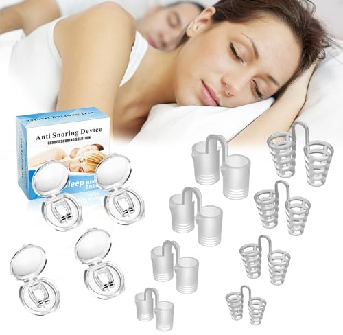Schnarchstopper Anti Schnarch 12pcs, Anti Schnarch Nasenspreizer, Anti Schnarch Magnet NasenClip Wiederverwendbares, Soft Schnarchstopper für Besser Atmen Besser schlafen