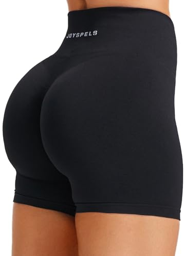 JOYSPELS Womens Seamless Scrunch Booty Gym Shorts Black M