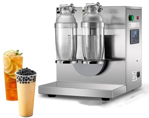 SCHYWL Máquina automática de coctelera de té con Leche Máquina agitadora de té con Leche eléctrica de Doble Cabezal de 360 ° Mezclador de Bebidas de 350 ml-700 ml para té de Burbujas Boba Jugo