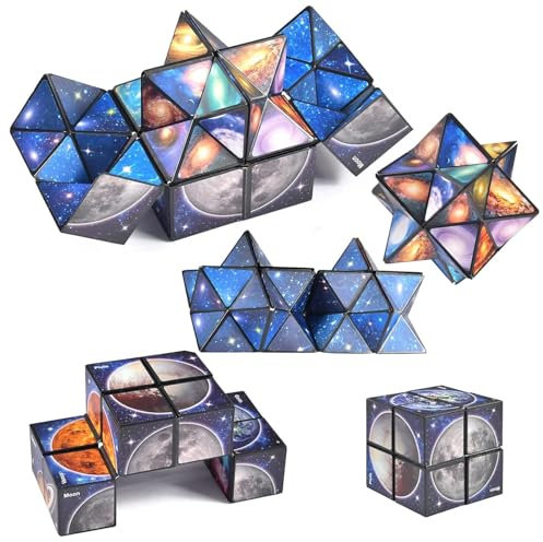 2 in 1 Magic Cube Set,Sternenklarer Himmel Zauberwürfel Infinity,3D Transforming Cubes,Infinity Cube,Zauberwürfel Cube Kinder Morphing Cube Geschenke für 6-12 Jährige