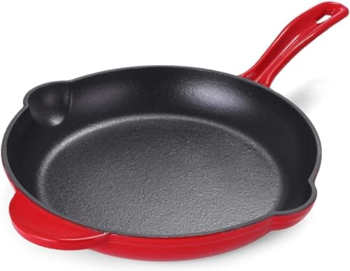 MYVVKIA Wok-Kochgeschirr aus Gusseisen und Emaille, Einzelgriff, Bratpfanne, runde Backform, Herd, allgemeine Antihaft-Pfanne, Wok-25 cm