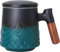 Zenoza Teetasse mit Deckel und Sieb, 500ml Teetassen Groß, Tasse mit Teesieb Henkel, Teebecher Keramik Handgemacht, Geschenk für Teeliebhaber, Grüne