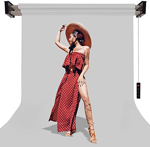 BOLLUMA Pro Fotografie Rollen Wandmontage Hintergrund Stützsystem, Fotostudio Hintergrundsystem Elektrisches mit Ferngesteuertem für 6 Photo Studio Hintergrundrollen