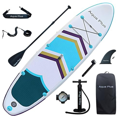 Aqua Plus 15cm Dickes,aufblasbares SUP für alle Fähigkeitsstufen,Stand Up Paddelbrett,Paddel,Pumpe,ISUP Reiserucksack,Jugendliche,Aufblasbare Boards für Stand Up Paddling