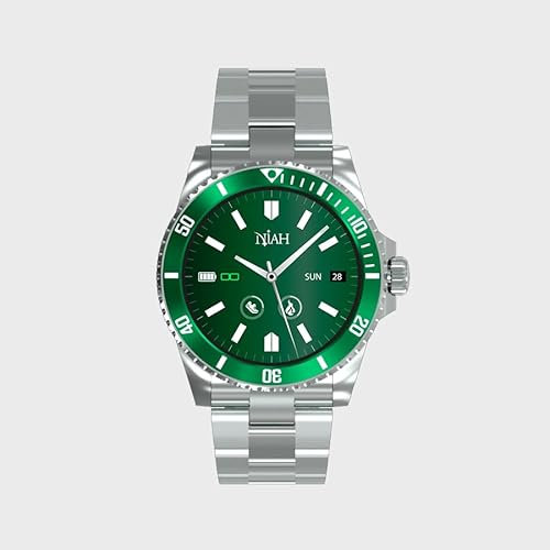 TECHMADE Smartwatch Niah Neptune, orologio digitale uomo – Cinturino in silicone nero Stile Sportivo, Display AMOLED, Monitoraggio Salute e Notifiche, chiamate, notifiche, funzione SOS, (VERDE)