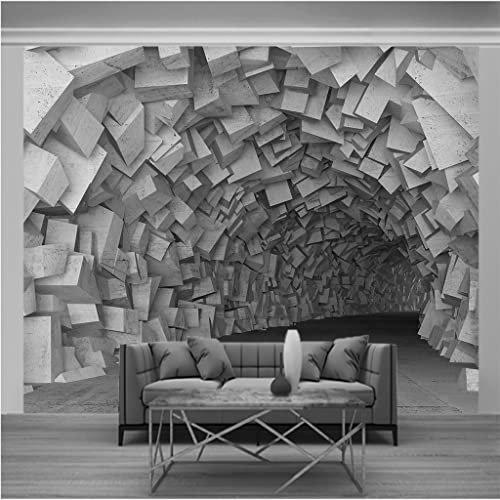 Papier Peint Panoramique Trompe l'oeil 3d Chambre Adulte Enfants Art Papier Peint Intissé Mural Moderne Toison Salon Chambre à Coucherr Salle L 200cm x 140cm (Largeur x Hauteur) Gris et Abstrait