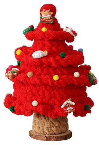 Albero di Natale all'uncinetto, 26 cm, albero di Natale, cono all'uncinetto, ornamenti decorativi colorati per albero di Natale da tavolo per feste, bomboniere, centrotavola