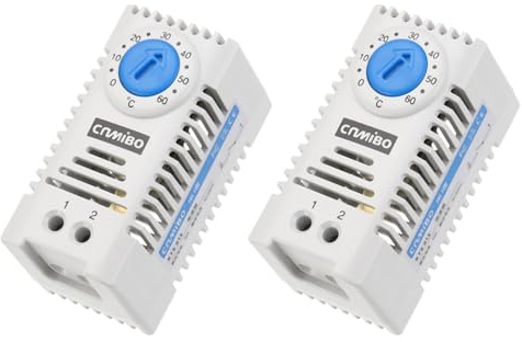 QUARKZMAN 2Pezzi Termostato a Interruttore Meccanico KTS011 0-60°C | Interruttore di Controllo di Temperatura, Controller di Temperatura, Normalmente Aperto N.O, per Armadi, Regolabile