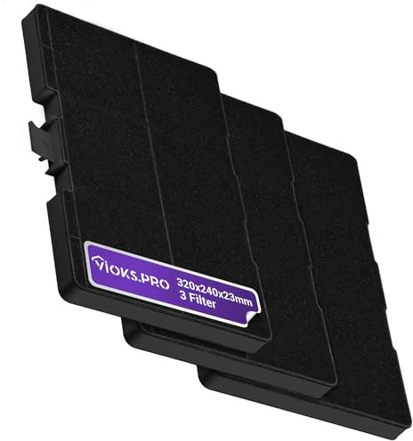 Viоks.pro Set 3x Dunstabzug Filter 317 x 240 x 23 mm Ersatz für Bosch Aktivkohlefilter 11026771 00705432 DHZ5346 LZ53451 Z5102X1 & Kohlefilter für Dunstabzugshauben Bosch Neff Constructa Viva