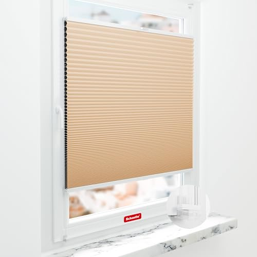 Schuette® Wabenplissee ohne Bohren ● Blackout x Honey ● Honeywood (Sand) ● 90x200cm (Breite x Höhe) ● Suprafix Klemmhalter Incognito X ● 60 Sekunden Montage