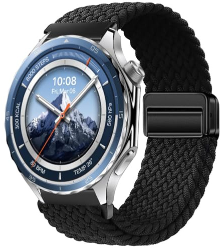 GIOPUEY Armband Kompatibel mit OnePlus Watch 3, Geflochtenes Nylon Armband [Unisex] elastisch Ersatzarmband - Black