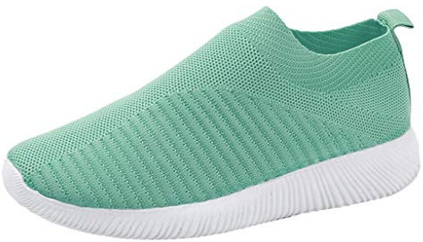 Deals of The Day Ladies Trainers Wide Fit Wedge Running Sneakers Casual Fashion Non Slip Walking Shoes Lightweight Low Top Lace Up Orthopedic Comfortable Work Shoes for Women Mint Green 7.5