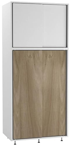 URBNLIVING 180cm 4 Sliding Doors Wardrobe Bedroom Storage Unit with Hanging Rail, Modern Engineered Wood Closet Cupboard, Freestanding Clothes Organizer, Customizable Two-Tone Design, Ample Space