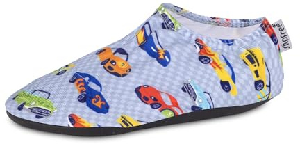 Slipfree Non-Slip Shoes for Girls and Boys. Light, Soft and Comfortable, Unisex Kids Beach Water Shoes with Protective Sole, Ideal for Holiday, Sports and Home. Wheels, Age 18-36 Months