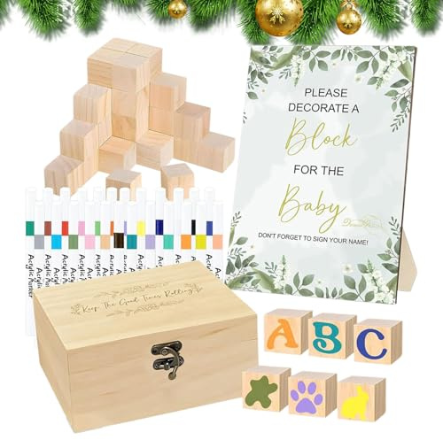 Lustiges Babyparty-Spiel-Set – lustigste Babyparty-Spiele Aller Zeiten, Andenken-Spielzeug | Dekorieren Sie Blöcke, Babyparty-Aktivität, für Geschlechtsoffenbarung, Party, 100- -Feier, erster