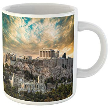 Tasse À Lait Le Parthénon Bleu De L'Acropole D'Athènes Sous Un Ciel De Coucher De Soleil Spectaculaire Moderne Mug Décoratifs Mugs À Café Pour Bureau Lait Latte