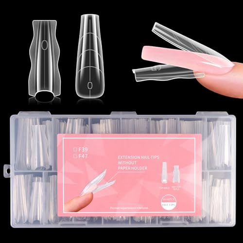 240 Stück Sandwich Dual Nail Forms für DIY Anfänger & Salon(Langes Trapez) | Dual Tips Nägel, Dual-Nail Forms, Polygel Tips für Makellose Gel-Verlängerung, 15 Größen, für Makellose Gel Verlängerungen