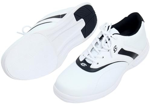 Wizeny Bowling Shoes Women Wide Width Breathable Lightweight Athletic Lawn Bowling Shoes Lace up Comfortable Slip Resistant Black White