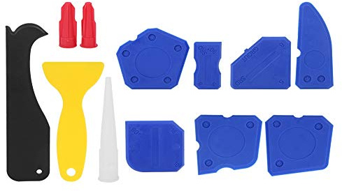 12 pièces épandeur de mastic en plastique grattoir à calfeutrage Kit d'outils de finition de colle de verre matériau flexible pour le moulage de joints en silicone acrylique colle