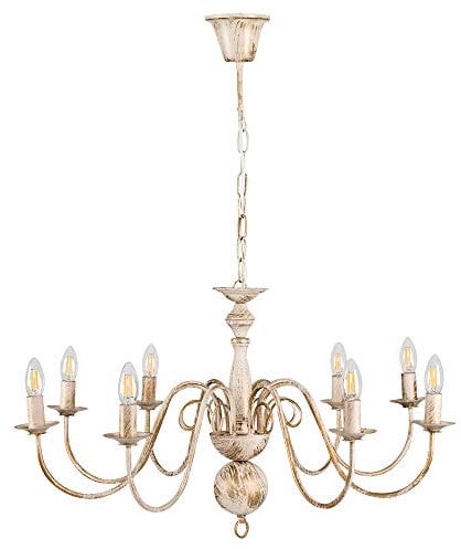 MiniSun | Large Retro Style 8 Way Ceiling Light Chandelier Fitting in a Distressed Effect Finish | Ceiling Lights & Home Improvements Essential