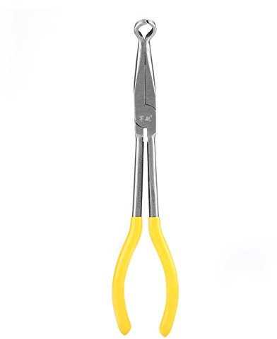 O Shaped Pliers Curved Nose Long Pliers 270mm Extra Long Pliers 45/90 Degree Bent Nose or O-Shape Tip Craft Repairing Tool (90 Degree Bent) for Vehicle Repairing Maintenance