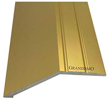 Grandismo® 3ft - Deep Angle Edge Flooring Stick-Down Strip - Supports 15mm Height Difference - Tile/Laminate/Wood Aluminium to Vinyl or Carpet - Threshold Metal Door Trim/Edging - Gold Colour