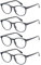4 Pack Retro Round Reading Glasses Men Women Spring Hinges Lightweight Quality Readers (4.0, 4 Pack Black)
