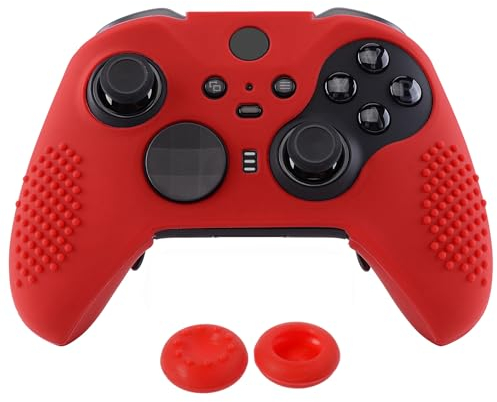 eXtremeRate PlayVital Cover Silicone per Xbox Elite Series 2 Controller,Custodia Skin Protettiva Gommini Copri Levette Analogiche Antiscivolo per Xbox Elite Series 2 Joystick-Rosso