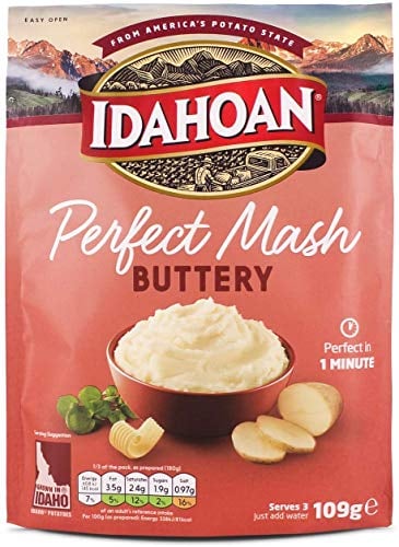 Idahoan Potato Mash, Gluten Free, Vegetarian, Cooks in 1 Minute, Pantry Food, Buttery Bulk Pack of 8
