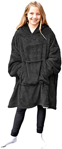 HOMELEVEL Felpa Bambino Cappuccio Oversize - Pigiama Bambina Invernale Felpato - Felpa XL Tasca Marsupio - Felpe Coperta Pile Sherpa - Hoodie Ragazzi