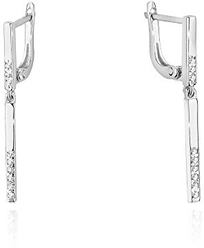 Damen Ohrringe 585 14k Gold Weißgold Ohrhänger Diamanten Brillanten