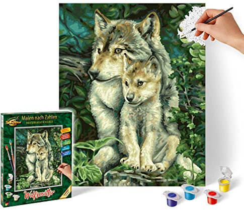 Schipper 609240838 Peinture par numéros - Mère Loup - Images de Peinture pour Adultes - avec pinceaux et peintures acryliques - 24 x 30 cm