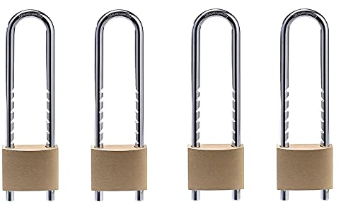 Fu Volante Vorhängeschlösser aus massivem Messing, 5,1 cm breiter Körper, 4 Stück, gleichschließende Schlösser mit abnehmbarem verstellbarem Bügel