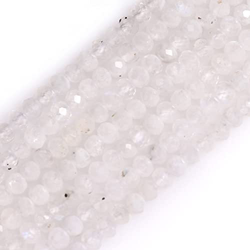 Gem-Inside Perles d'espacement Heishi en pierre de lune naturelle à facettes de 2 x 3 mm pour fabrication de bracelets, colliers, bijoux, projets d'artisanat - Fil de 38,1 cm