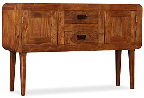 CHAHO Sideboard Massivholz mit Palisander-Finish 120 x 30 x 75 cm,Mit 2 Schrankfächern und 2 Schubladen,Geeignet für Schlafzimmer Gang Wohnzimmer Küche
